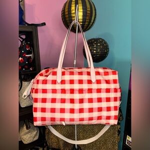 Kate Spade Red and White Checkered Tote. EUC.